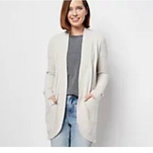 Barefoot Dreams Cream Open-Front Pocket Cardigan